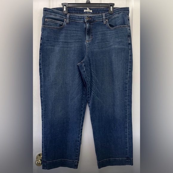 Eileen Fisher Organic Cotton Medium Blue Wash High Rise Crop Ankle Jeans Size 16 - Picture 1 of 4